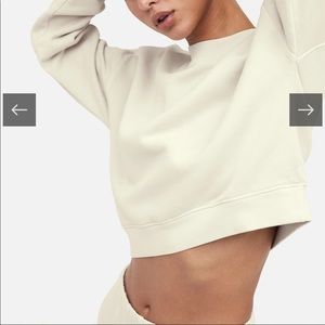 Mate the Label Fleece Crop sweater in bone